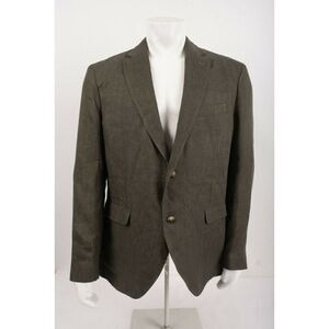 Massimo Dutti Mens Olive Green Suit Jacket Slim US 44 Eur 54 Linen 2060/271 NWT